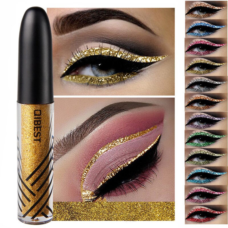 13 farver vandtæt flydende eyeliner glitter langtidsholdbar makeup eyeliner guld rød blå hvid eyeliner skinnende eyeliner