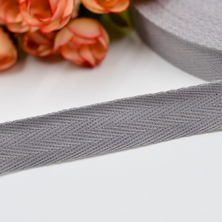 45M Meetee 2cm Herringbone Pattern Cotton Webbing Tape High Tenacity Bag Lable Ribbons Sewing Tapes Bias Binding DIY Accessories: LightGray