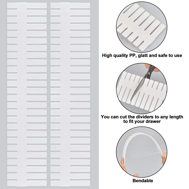 12 Pcs Verstelbare Lade Separator, Grid Ladeverdeler Diy Plastic Organizer Lade Organizer Ondergoed Opslag Sokken Tie Cosme