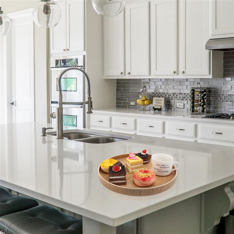 1pc Round Teaboard Solid Wooden Try Practical Wooden Fruit Tray for Snack Kitchen Cup