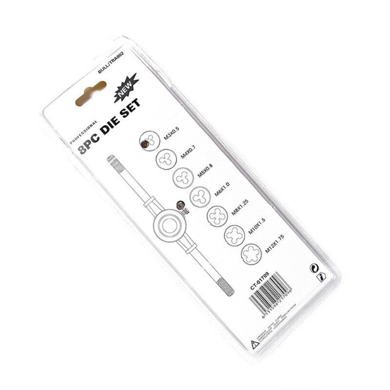 8pcs Metric Adjustable Tap Die Wrench Set M3-M12 Screw Thread Taper Hand Tool