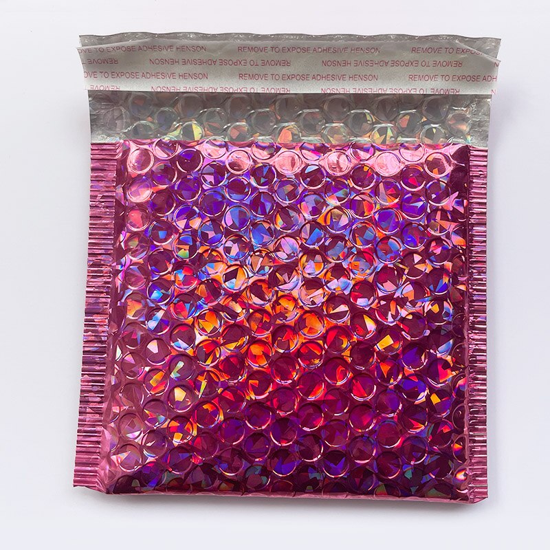 50pcs/lot Bubble Envelopes Bags Mailers Padded Envelope With Bubble Mailing Bag Business Supplies 15*13cm+4cm: Laser Rose Red