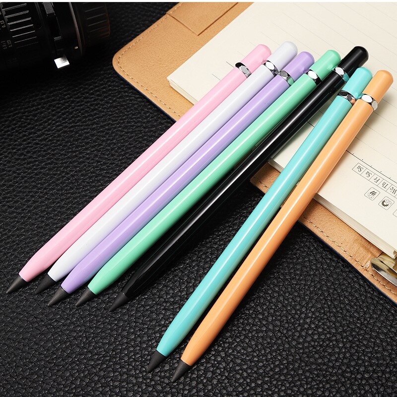Stylo métallique Permanent avec caoutchouc remplaçable, stylo sans encre, stylo à pointe, jamais , papeterie de bureau pour l'école,