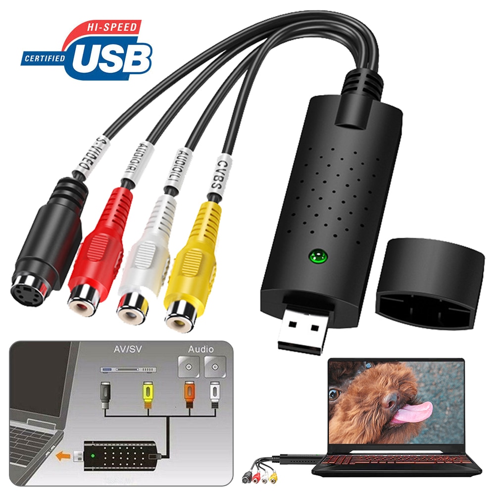 Capturadora de vídeo USB 2,0 Easycap, adaptador de captura de Audio, TV, DVD, VHS, tarjeta de vídeo de TV, DVR