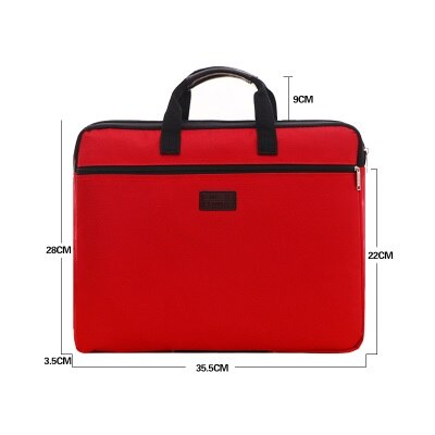 Portable document bag canvas A4 office bag men women handbag multi-layer information bag briefcase meeting bags file holder: red