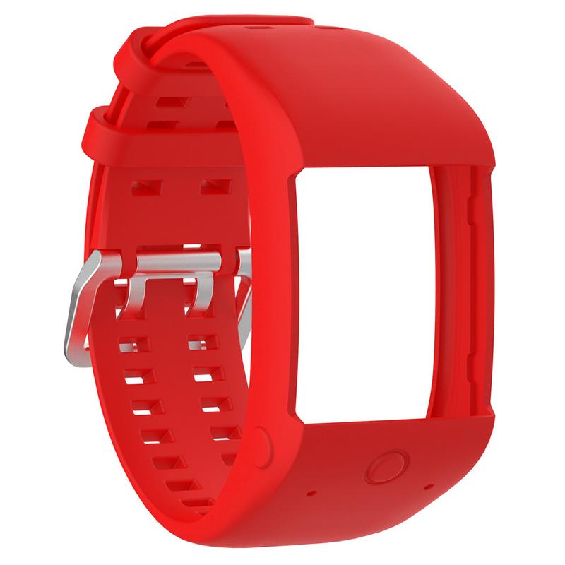 Comfortabele Siliconen Vervanging Horlogeband Wrist Strap voor Polar M600 Smart Horloge Polsbandje Strap Classic Roestvrij Stalen Gesp: Red