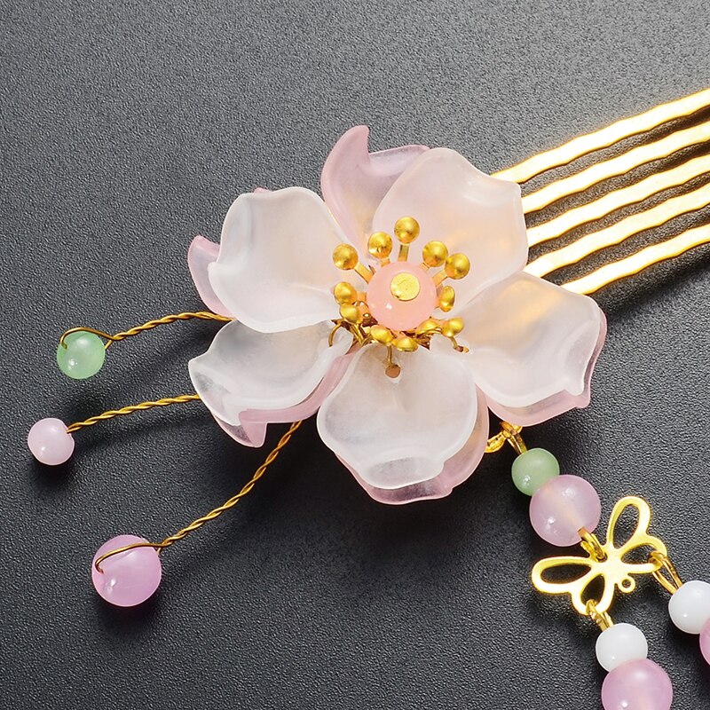 Antika smycken kamklämma blommor insatta på klippet bob fairy the retro hanfu håraccessoarer