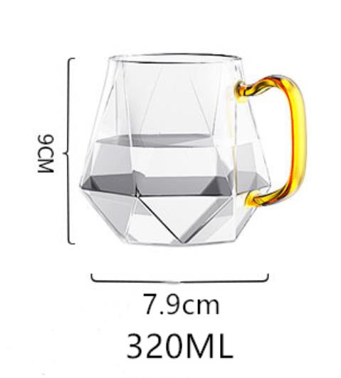 Glass vann ware diamant gjennomsiktig gull håndtak 1.8l kald vannkoker kopp kaffe te sett gass bar dekorasjon hjem kjøkken utstyr: Enkelt kopp