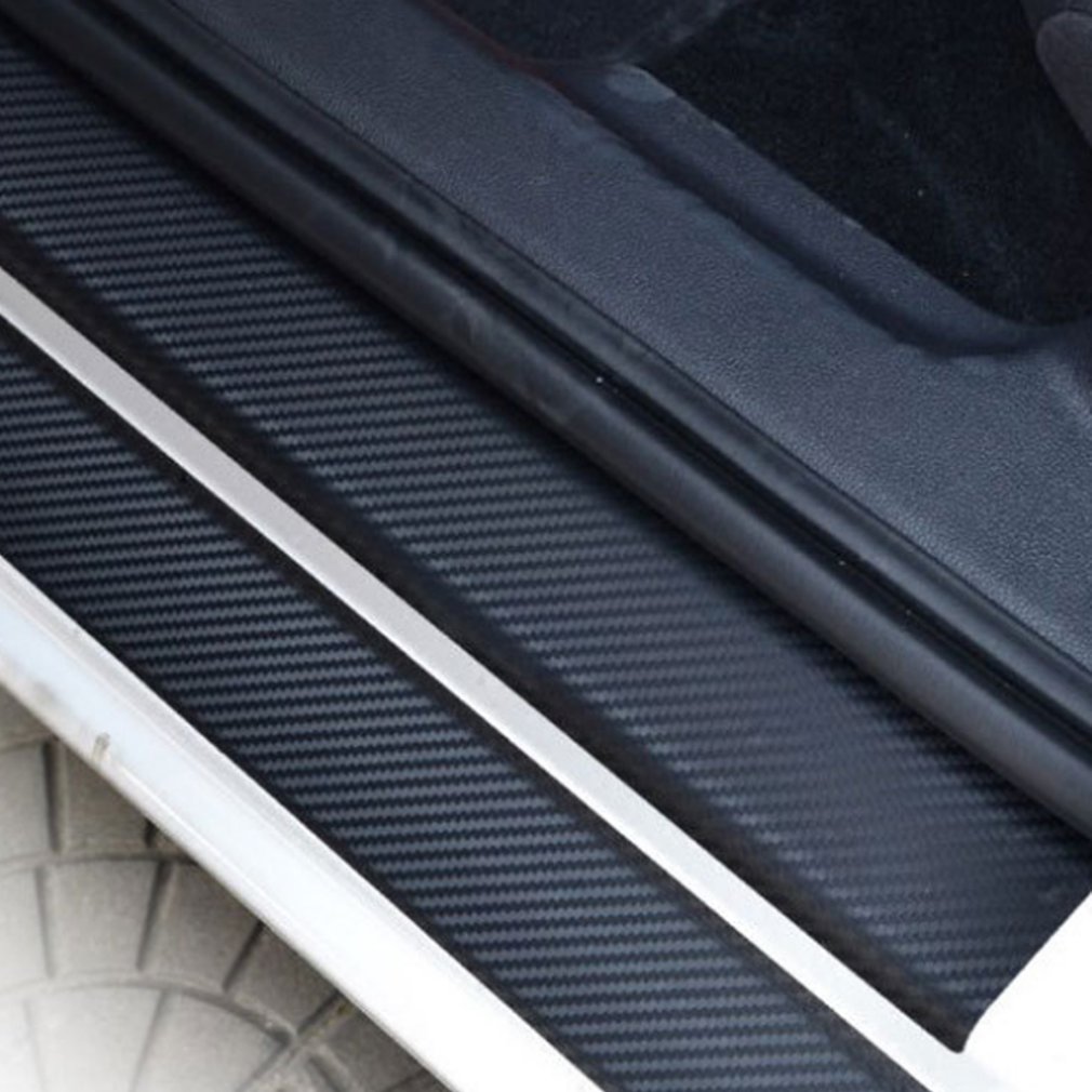4pcs Universal Car Door Sill Sticker Carbon Fiber Scuff Cover Protector Anti-Scratch Auto Waterproof Sticker Car Decor