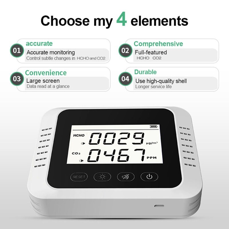 X7 Portable Carbon Dioxide Detector CO2 Meter Digital Display Wall Mounted Gas Detector Air Analyzer