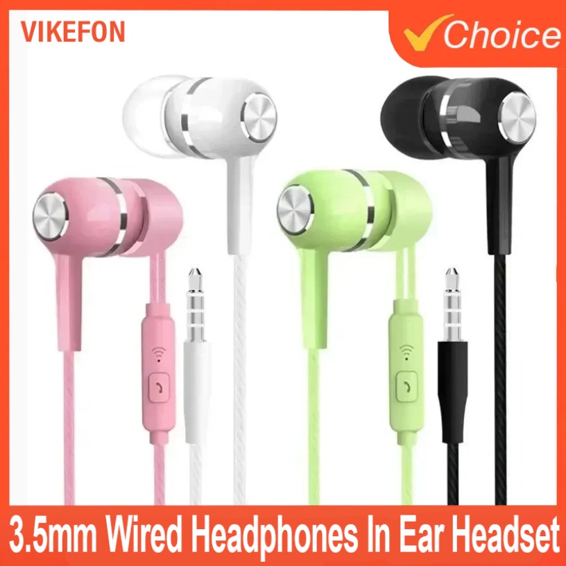 Mobile Phone Wired Headphones In-ear Simple With Mic Silicone Ear Tips Business Wired Headset Heavy Bass Music Earphone