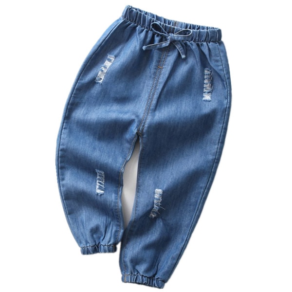 Children's jeans boys and girls elastic trousers summer thin