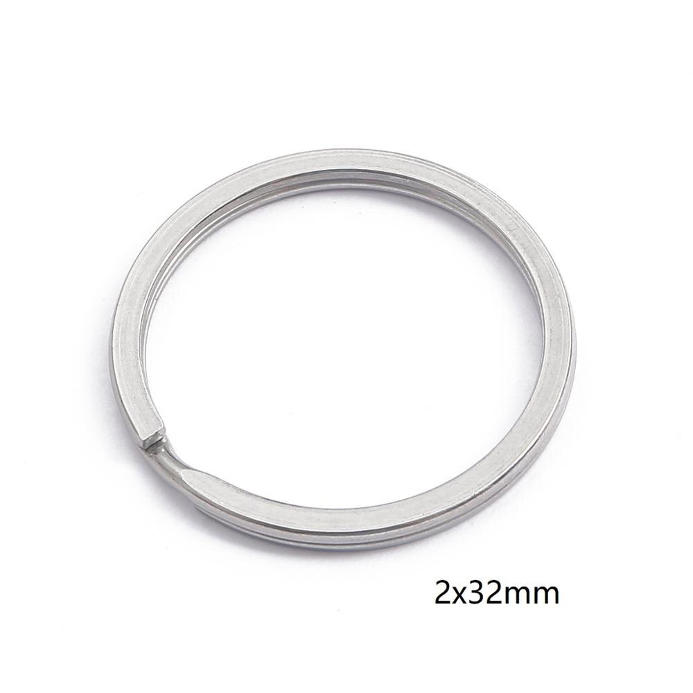 10 teile/los 15mm 25mm 28mm 30mm 32mm 35mm Edelstahl See Schlüssel Ring Schlüssel kette Rhodium Überzogene Flache Teilt Keychain Für Mann: 2x32mm