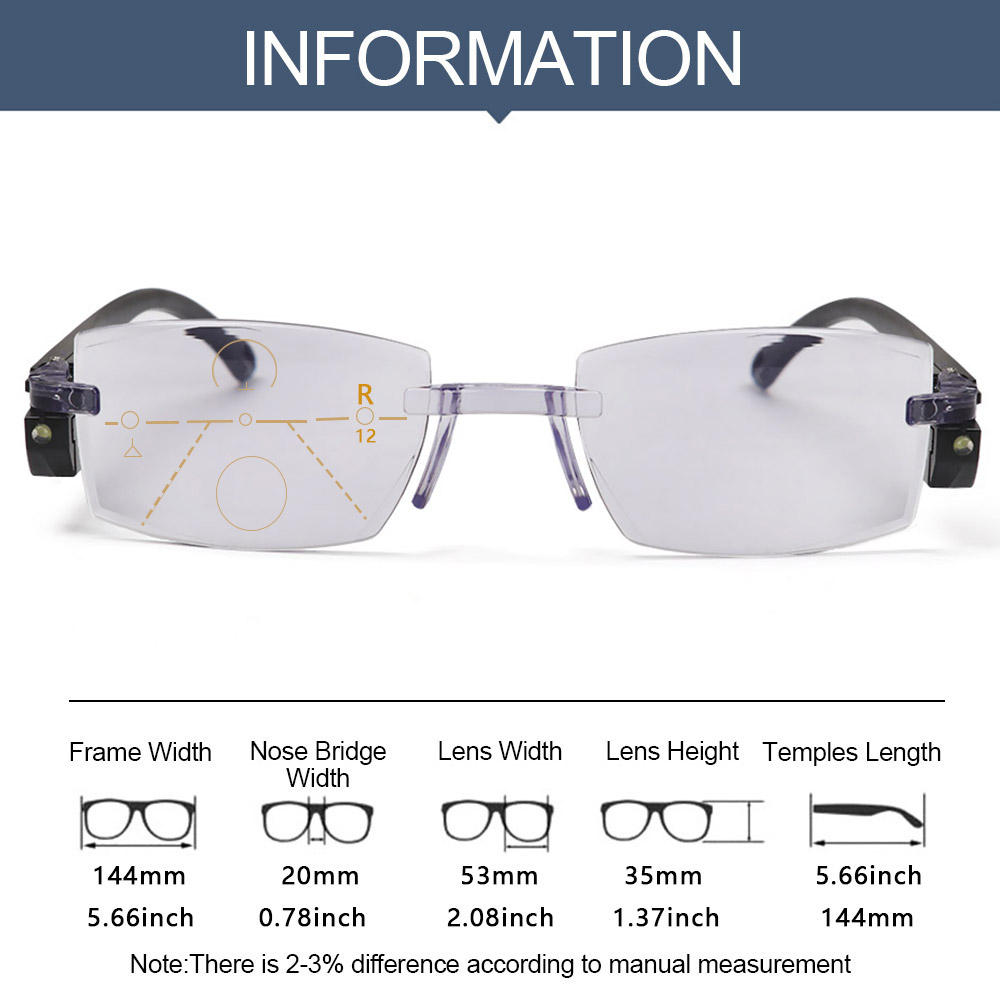 Progressive Multifocal Eyeglasses Anti Blue Light Reading Glasses Magnetic Intelligent Zoom Therapy LED Light Glasses