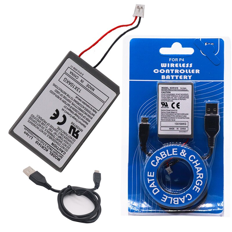 2 stk 2.0ah 2pk batteri og kabel til sony playstation  ps4 pro dual shock 4 pro controller anden generation cuh-zct 2 or cuh-z