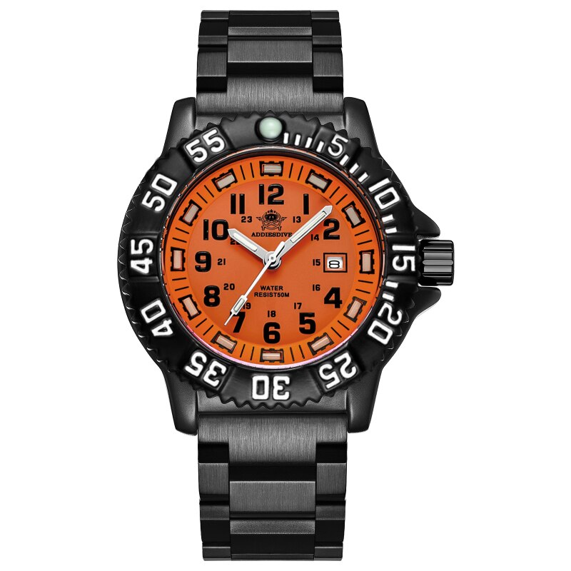 Addiesdive Heren Sporthorloge Lichtgevend Multifunctioneel 50M Waterdicht Roestvrij Staal Reloj Hombre Heren Quartz Horloge Relogio: Rood