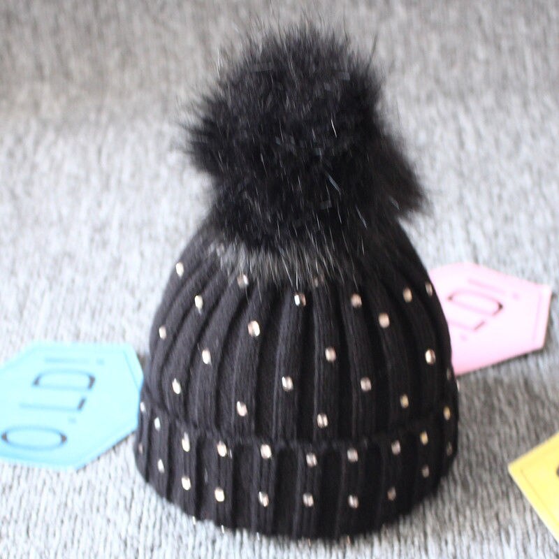 Gorro para crianças pudcoco, gorro quente de inverno para meninas e meninos: Black