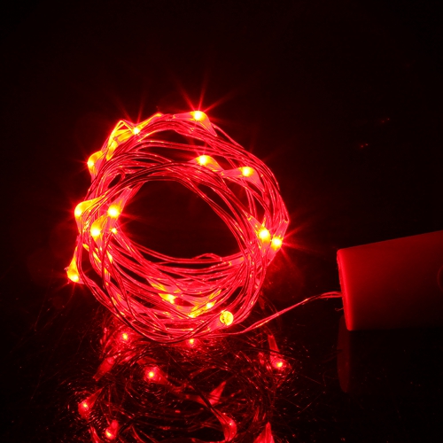 Guirlande lumineuse LED en fil de cuivre blanc 1M 2M, guirlande décorative pour bouteille artisanale en verre, décoration de noël à la maison: Rouge / 2M 20LEDS