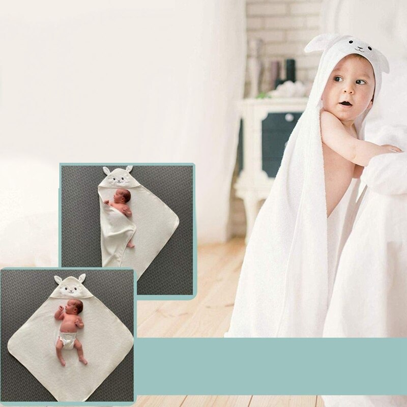 Organic Bamboo Baby Hooded Towel | Ultra Soft and Super Absorbent Toddler Hooded Bath Towel with Cute Lamb Face | Great I