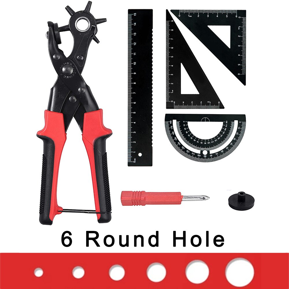 Leer Gat Punch Set Multi Gat Maker Tool Kit Voor Riemen Horloge Bands Bandjes Halsbanden Zadels Schoenen Stof Diy thuis Puncher: 6 Round Hole A