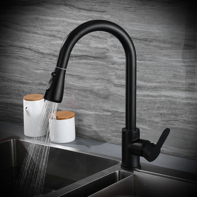 Pull-Down Kitchen Faucet Kitchen Sink Mixing Faucet 2 Kinds of Shower Nozzles and Cold Faucet