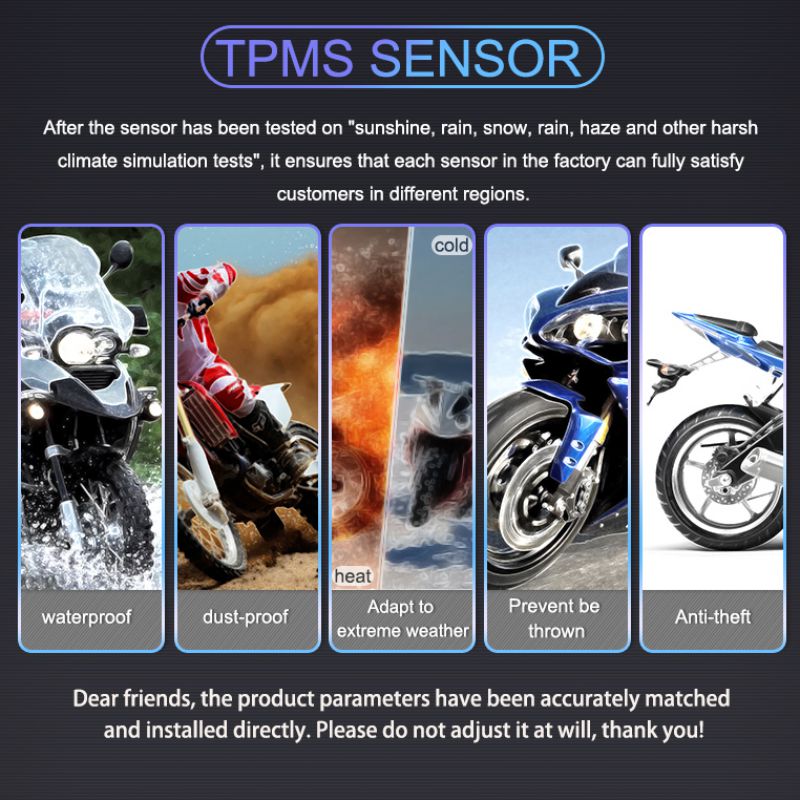 Waterproof Motorcycle tpms tire pressure sensor Real Time Wireless Mini external/internal sensor tire pressure Monitoring System