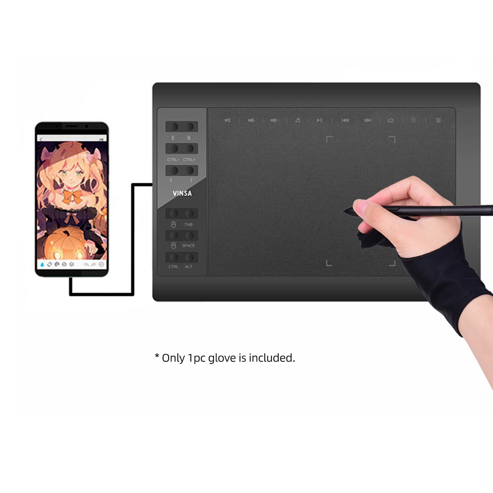 Gant de dessin pour artiste, Compatible avec Huion/Wacom/BOSTO/UGEE/VINSA, tablette graphique pour dessin