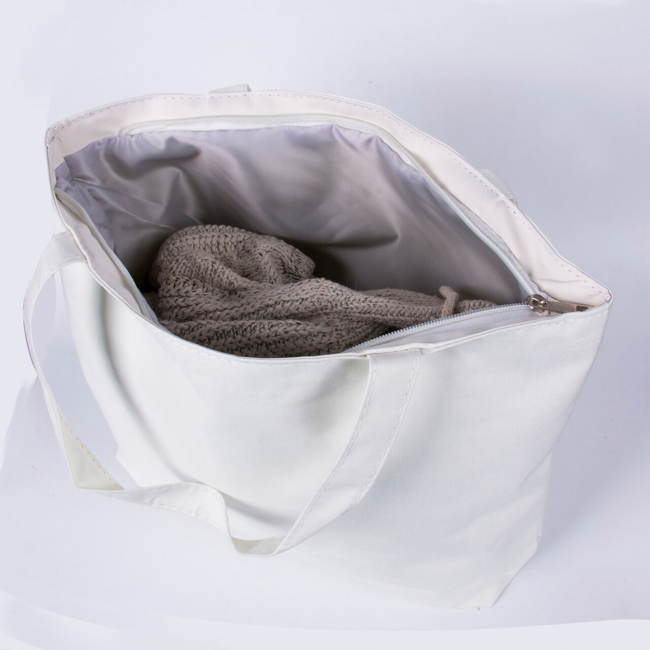 Nova moda mão desenhada gato dos desenhos animados sacos de lona impresso praia zíper grande capacidade saco lona tote compras bolsas