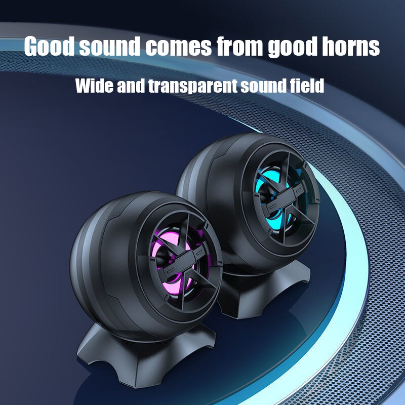 RGB Computer Speakers AUX Input USB Powered Bass Reinforcement Mini Loudspeaker for Laptop Desktop Mobile Phone 6W Amplifier