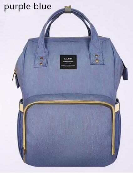 LAND Baby Bag Nappy Bags Large Diaper Bag Backpack Baby Organizer Maternity Bags For Mummy Handbag Baby Nappy Backpack: blue purple