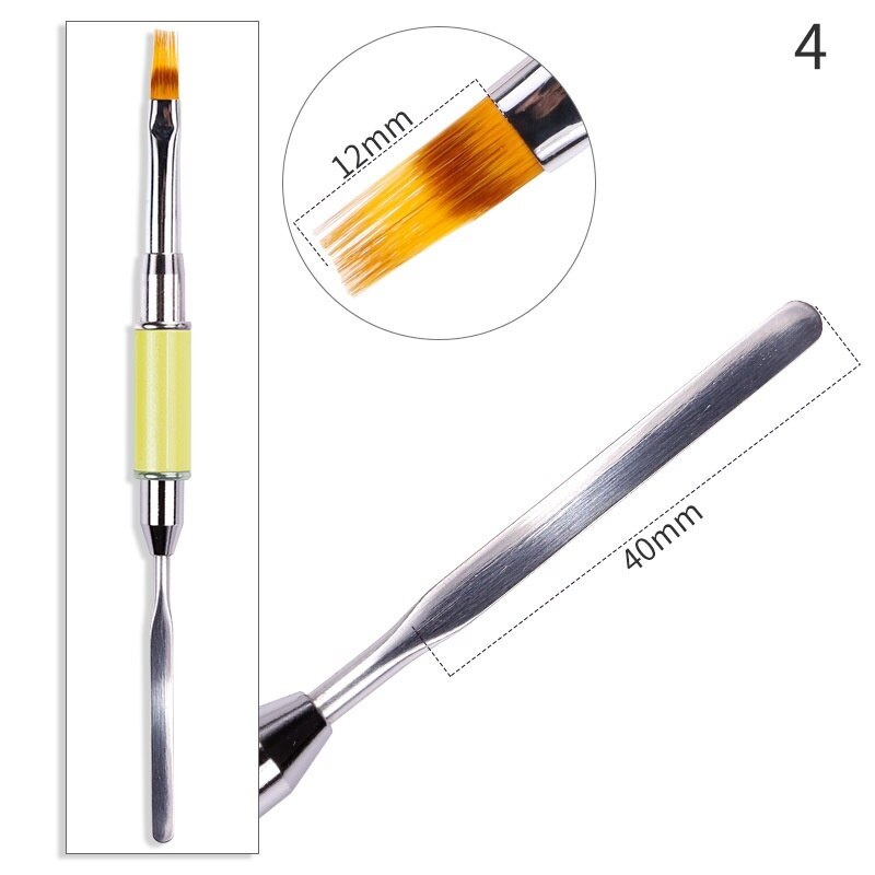 Lápiz de belleza para Nail Art, pluma de acero de doble cabeza y ajuste de pegamento con pluma de pintura de pétalos en forma especial, herramienta de belleza, 1 ud.: Amarillo