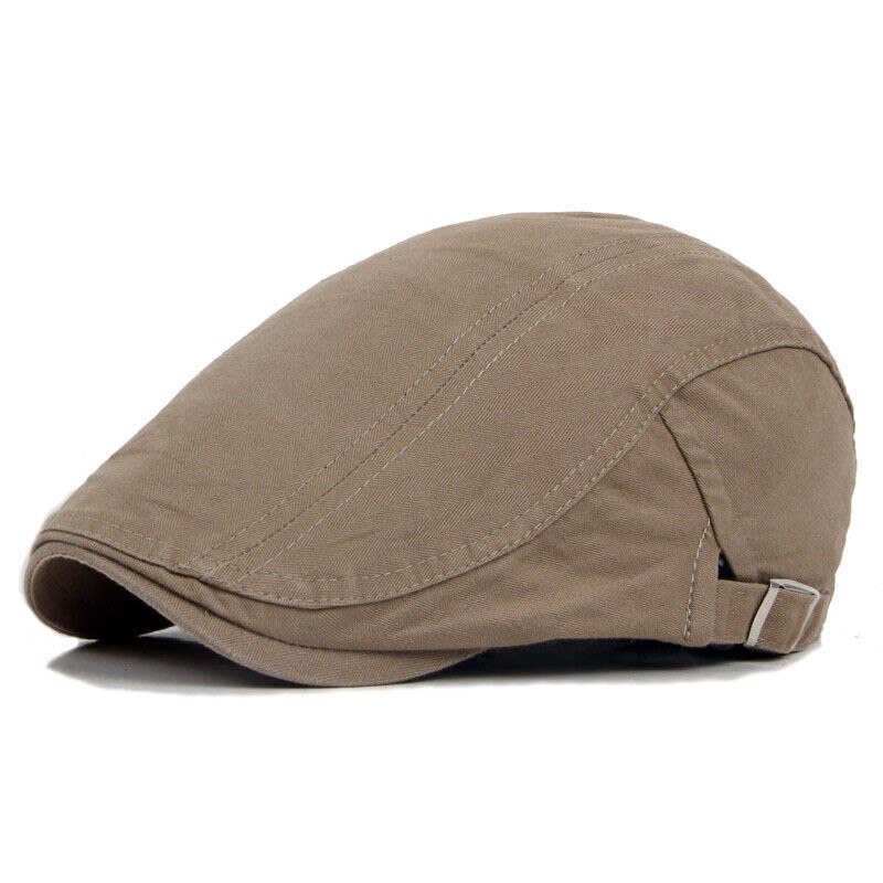 Local stock Solid Cotton Gatsby Cap Mens Ivy Hat Golf Driving Summer Sun Flat Cabbie Newsboy: Light Khaki