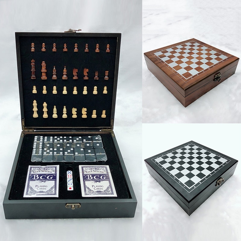 2 Styles Wooden Folding Chess Set Felted Game Board Interior 24cm*24cm Storage Adult Kids Family Game Chess Board