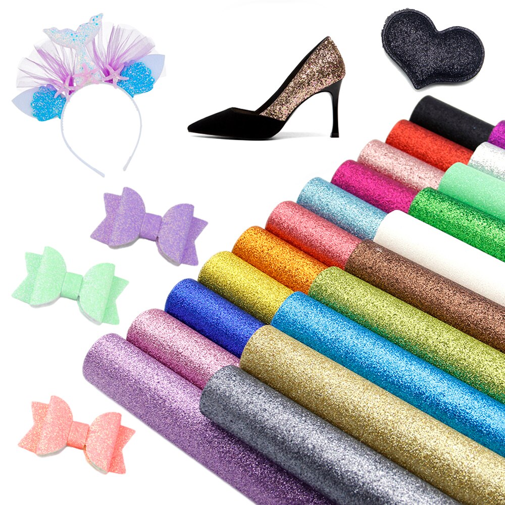 30*140cm ensfarvede glitter syntetiske læder stofark, diy håndlavede materialer til fremstilling af pung øreringe  ,1 yc 7826