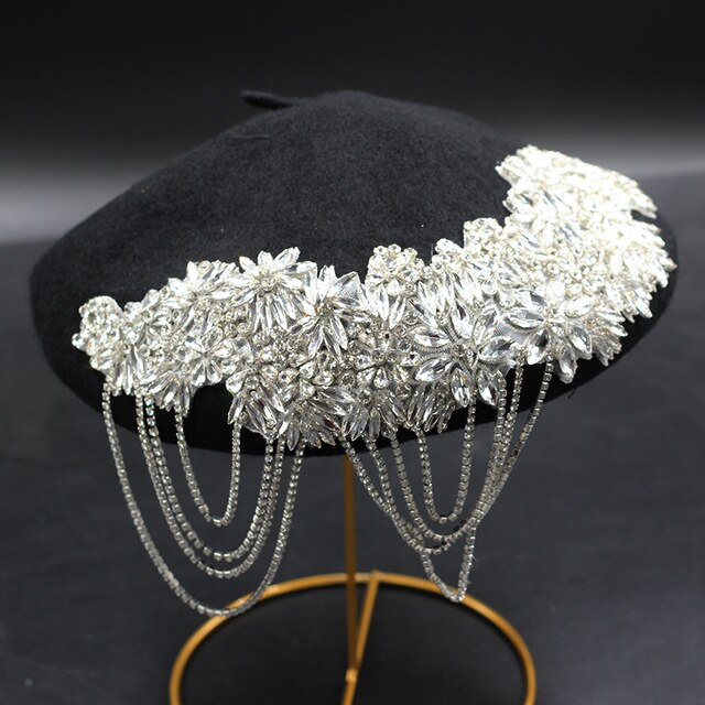 Sombrero con perla para mujer, sombrero de estilo palaciego barroco con flores de colores y pájaros y diamantes de imitación, sombrero con perla, gorra de viaje para , visera, 249: 4