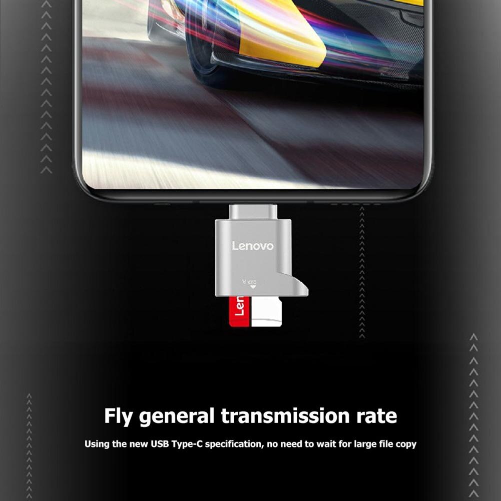 Lenovo D201 USB Type C Card Reader 480Mbps 512GB USB-C TF Micro SD OTG Adapter Type-C Memory Cardreader For Laptop Smart Phone