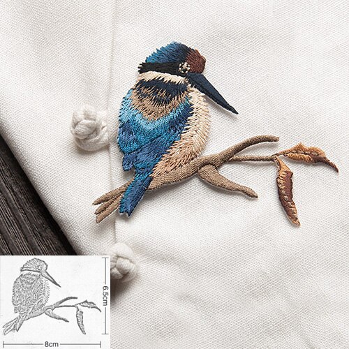 Vogel met Bloem Ijzer op Patches voor Kleding Borduren Applique DIY Hoed Jas Jurk Accessoires Kleding Sticker Strepen Badge: 07