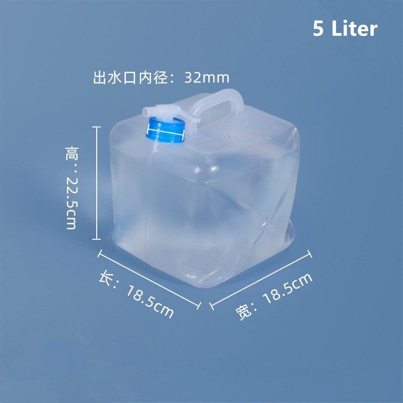 Empty 5L Plastic Collapsible Water Bag with Handle and Tap Foldable Water Containers Food Grade Material Liquid Bucket