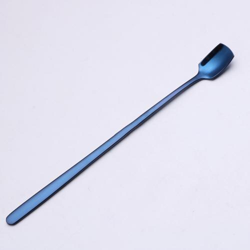 1PC Stainless Steel Coffee Spoon Long Handle Colorful Coffee Scoops Dessert Tea Cocktail Stirring Spoon Kitchen Gadget Tableware: Blue