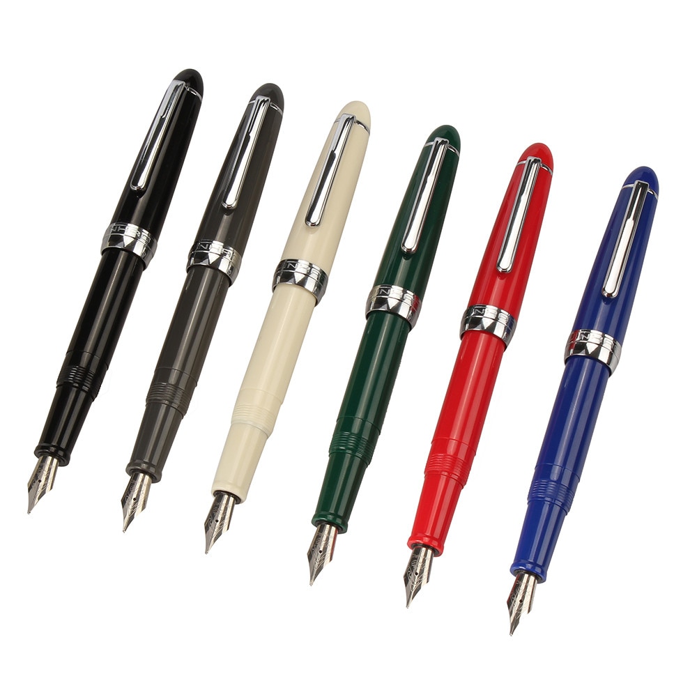 Jinhao 992 etal 0.5mm Fine plume Iridium Point rouge noir bleu foncé stylos avec une pochette en velours fournitures de bureau 1 pc/lot