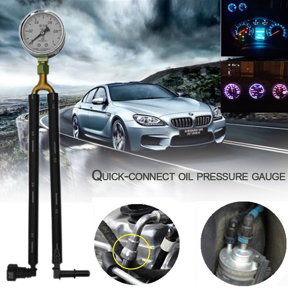 General Automobile Gasoline Pressure Gauge Oil Pressure Fuel Pressure Gauge Test Meter Test Gasoline Pressure Tool Quick-C