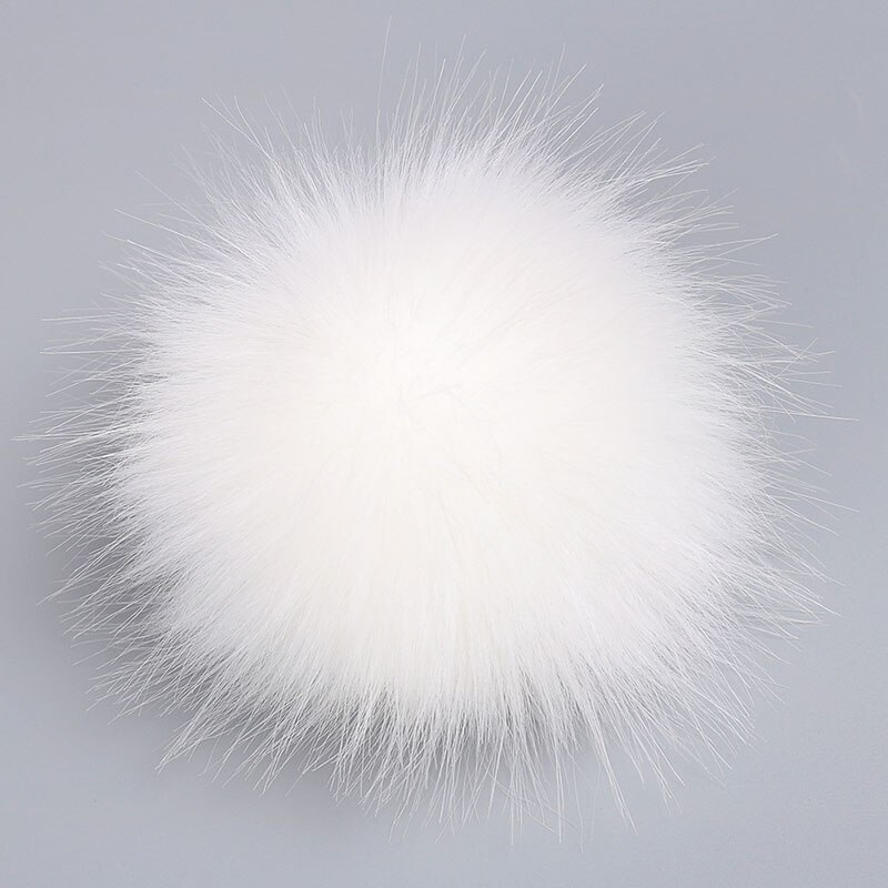 12cm lapin Pom Pom porte-clés véritable fourrure boule pompon voiture porte-clés lapin fourrure boule porte-clés Pompons sac breloques avec chaînes porte-clés: WHITE