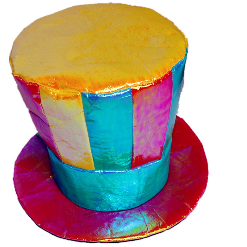 Sombrero divertido con estampado de rayas de Mago para hombre y mujer, gorro de payaso para de Halloween, con costura de Color, Unisex