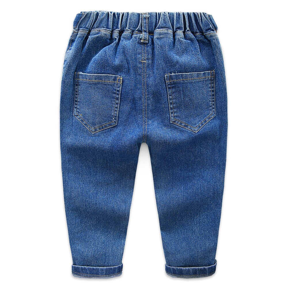 KEAIYOUHUO-ropa para bebés, pantalones vaqueros azules elásticos para niños, pantalones largos de estilo occidental para niños de 8 años