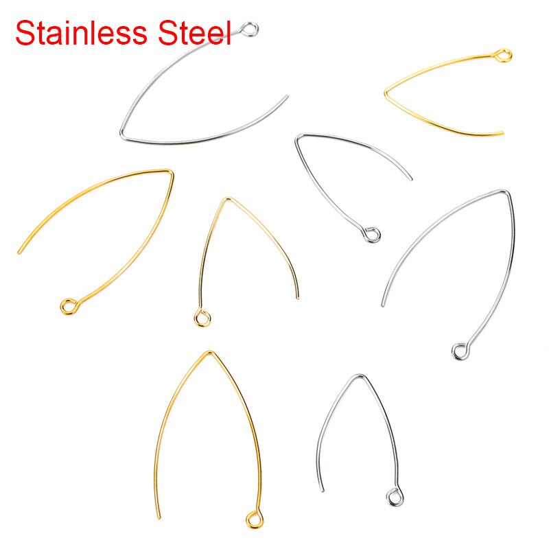 20 unids/lote de ganchos para pendientes en forma de V antialérgicos de acero inoxidable, alambre de cierre para pendientes hipoalergénicos para accesorios de joyería Diy