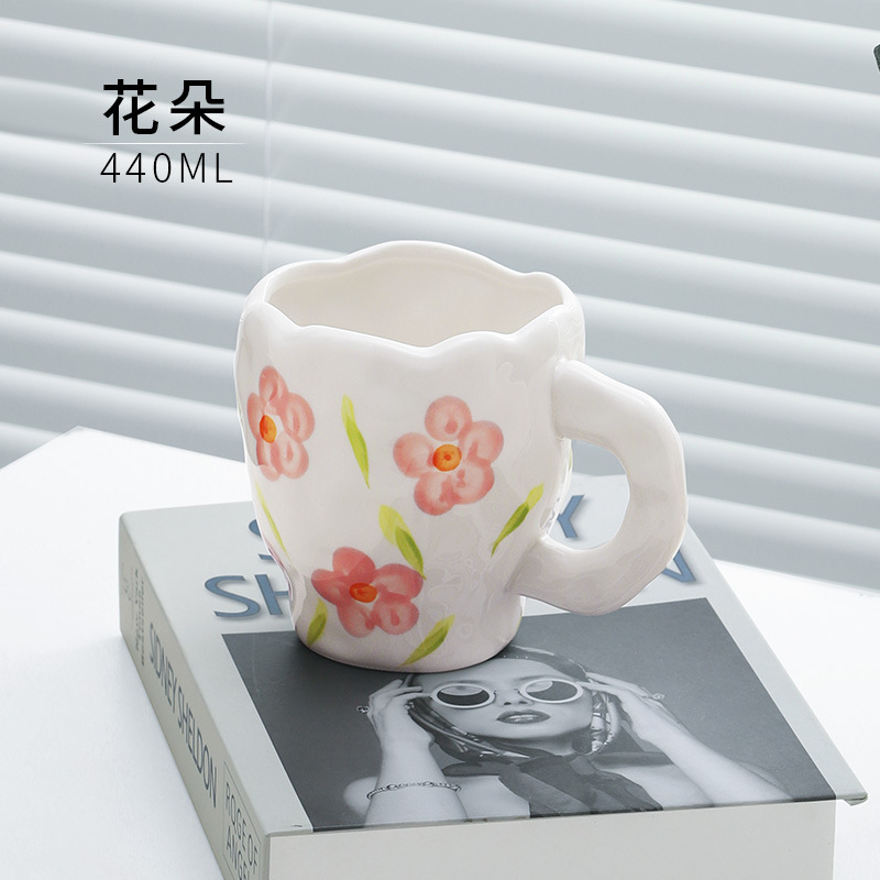 Japanese Hand Painted The Blue Sky and White Clouds Coffee Cup With Saucer Ceramic Handmade Tea Cup Saucer Set Cute For Her: white