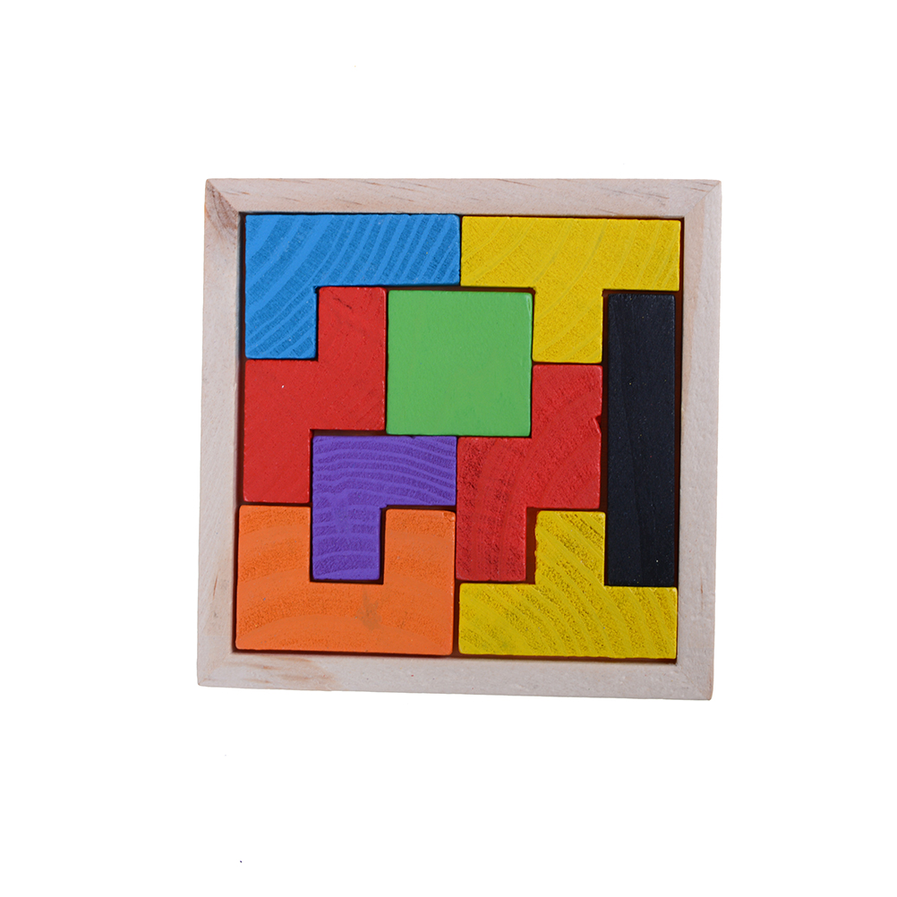 Wood Tetris Toy Kids Game Jigsaw Board Toy Educational Wooden Toys for Children Tangram Brain Teaser Puzzle