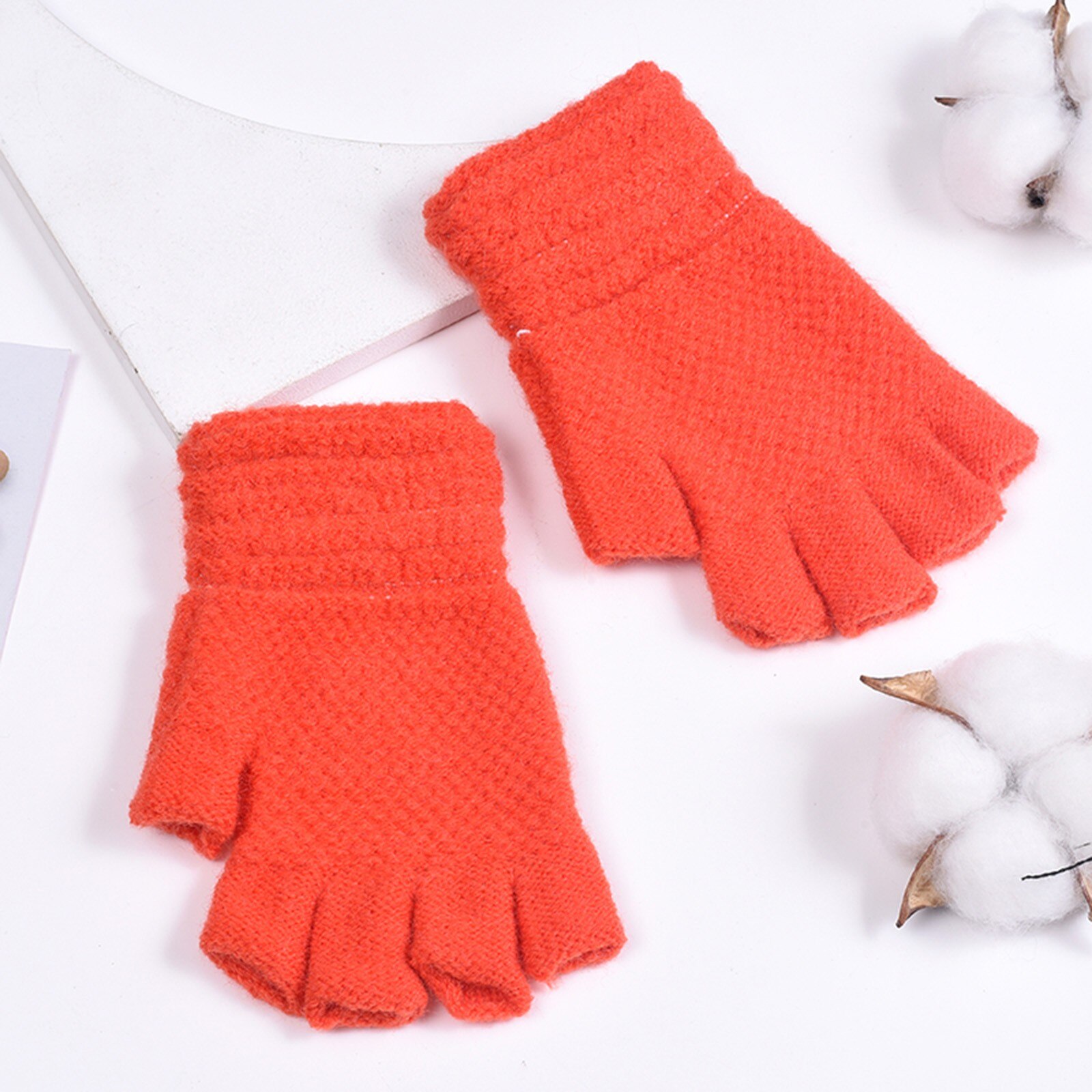 Toddler Baby Girls Boys Winter Warm Solid Knitted Flip Fingerless Mittens Gloves baby kids children winter warm Mittens Gloves