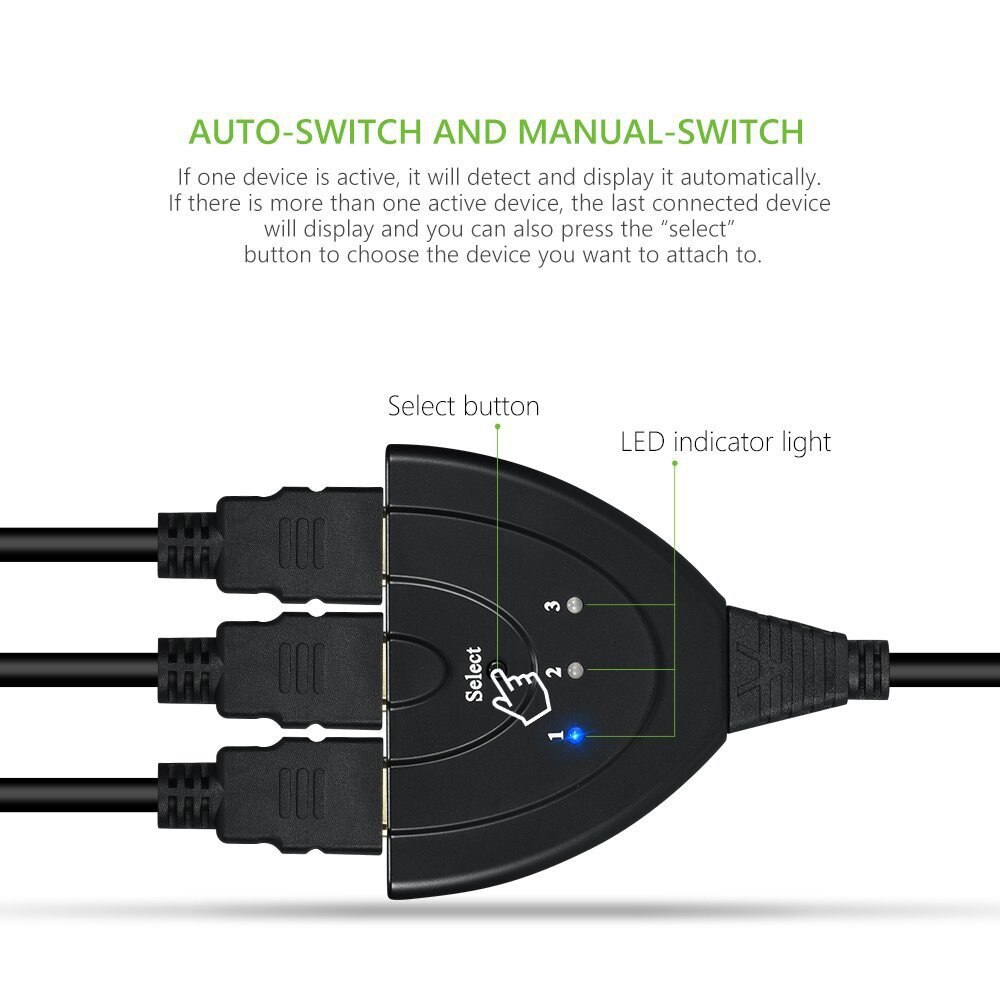 AUTO HDMI-compatible Switch Switcher 4K*2K 3D Mini for HD-MI Splitter 3 in 1 Out Port Hub for DVD HDTV Xbox PS3 PS4 1080P