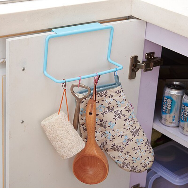 Cabinet Door Single-bar Towel Holder Plastic Non-marking Rack Towel Bar Multi-purpose Sundries Hanging Storage Finishing Rack